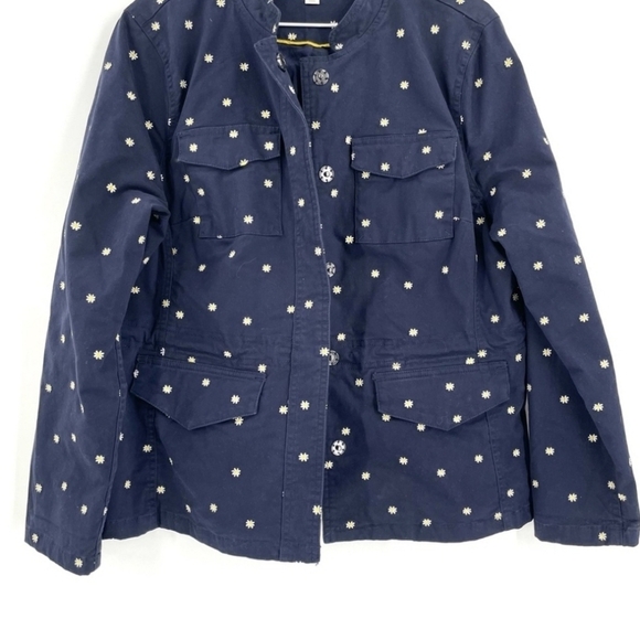 Boden Carly Utility Jacket Embroidered Star Daisies Navy Blue US 6 - Picture 4 of 6
